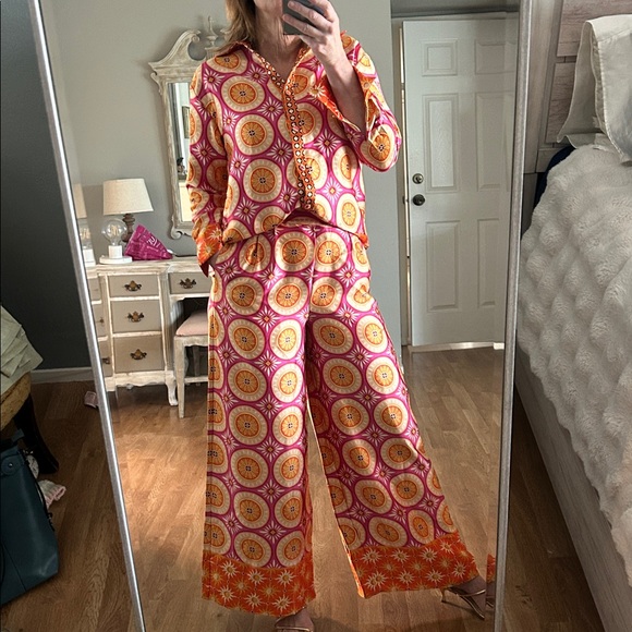 House of Harlow 1960 Pants - House of Harlow 1960 Retro Satin Blouse and Pant Set